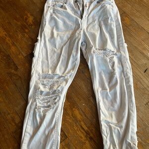 American Eagle Outfitters Men's Distressed Light Gray Skinny Jeans